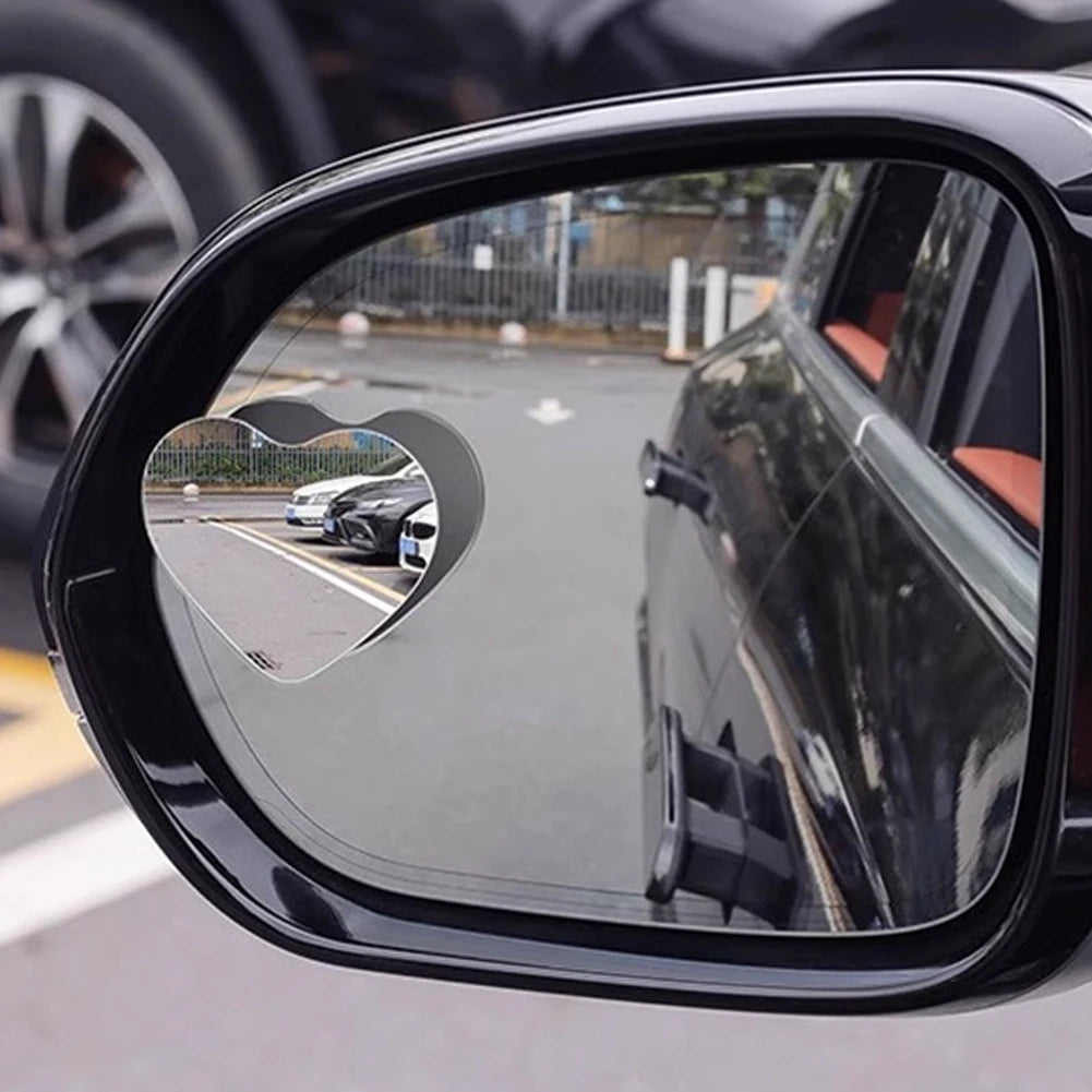 2PCS Adjustable Heart Shaped Car Reversing Aid Rearview Convex Mirror Car Blind Spot Rearview Mirror 360 Degree