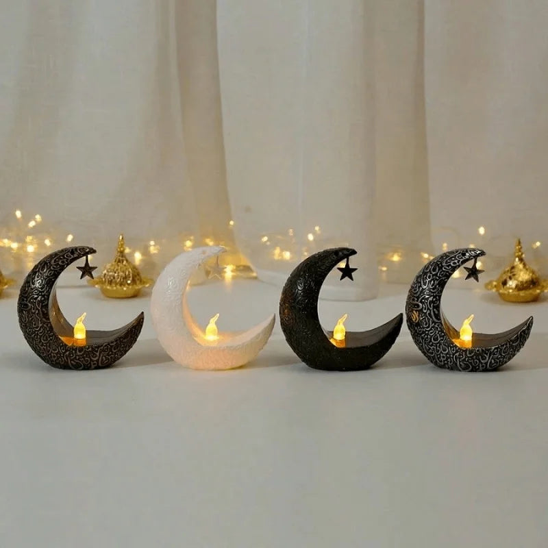 1pc Middle East Eid al Fitr Star Moon Electronic Candlestick Arab Ramadan Candle Night Light Home Restaurant Decoration Ornament