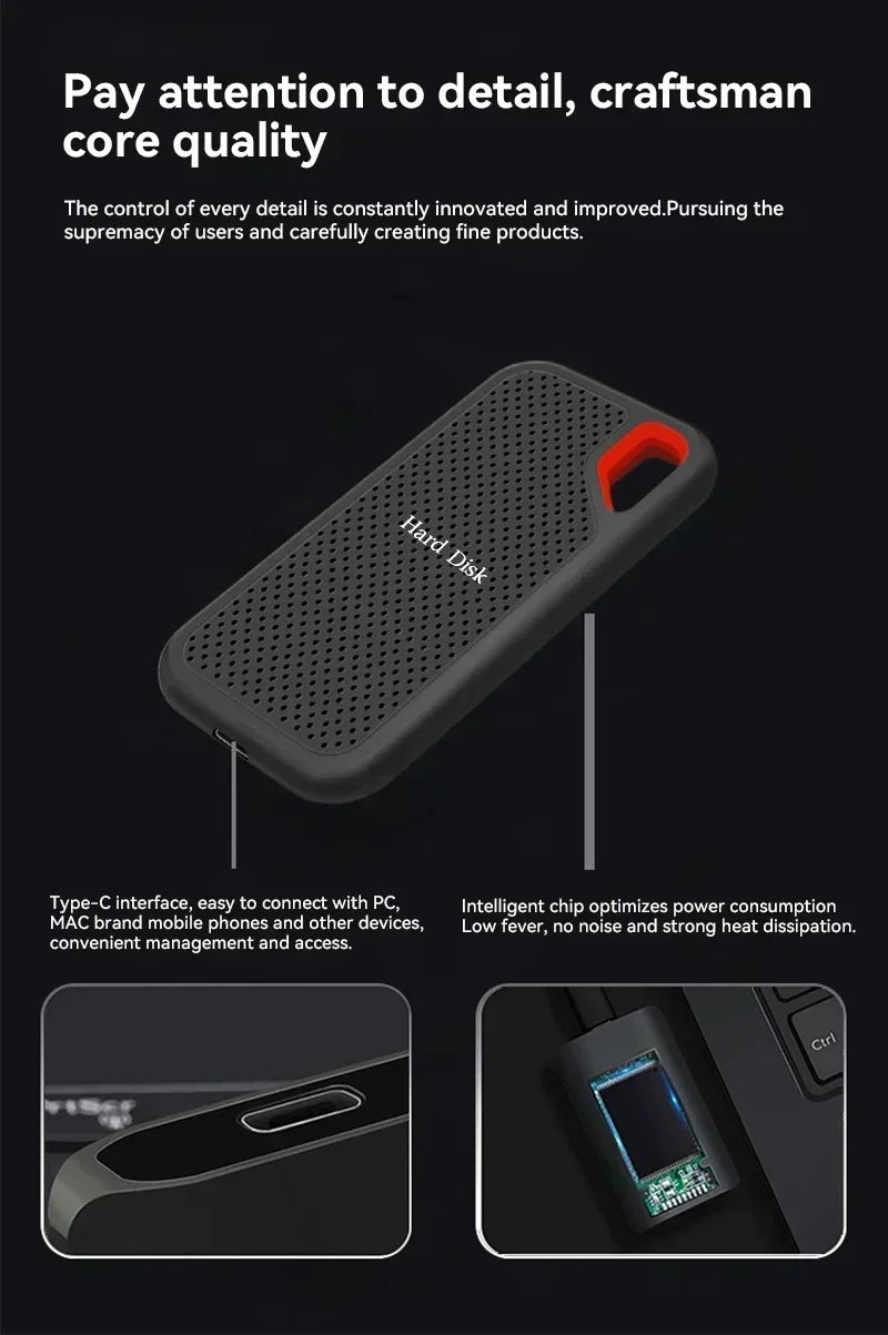 Portable SSD 1TB Original High Speed Hard Disk 4TB External Hard Drive 256TB USB3.1 Solid State Disk for Laptop/Phone/MAC/PC