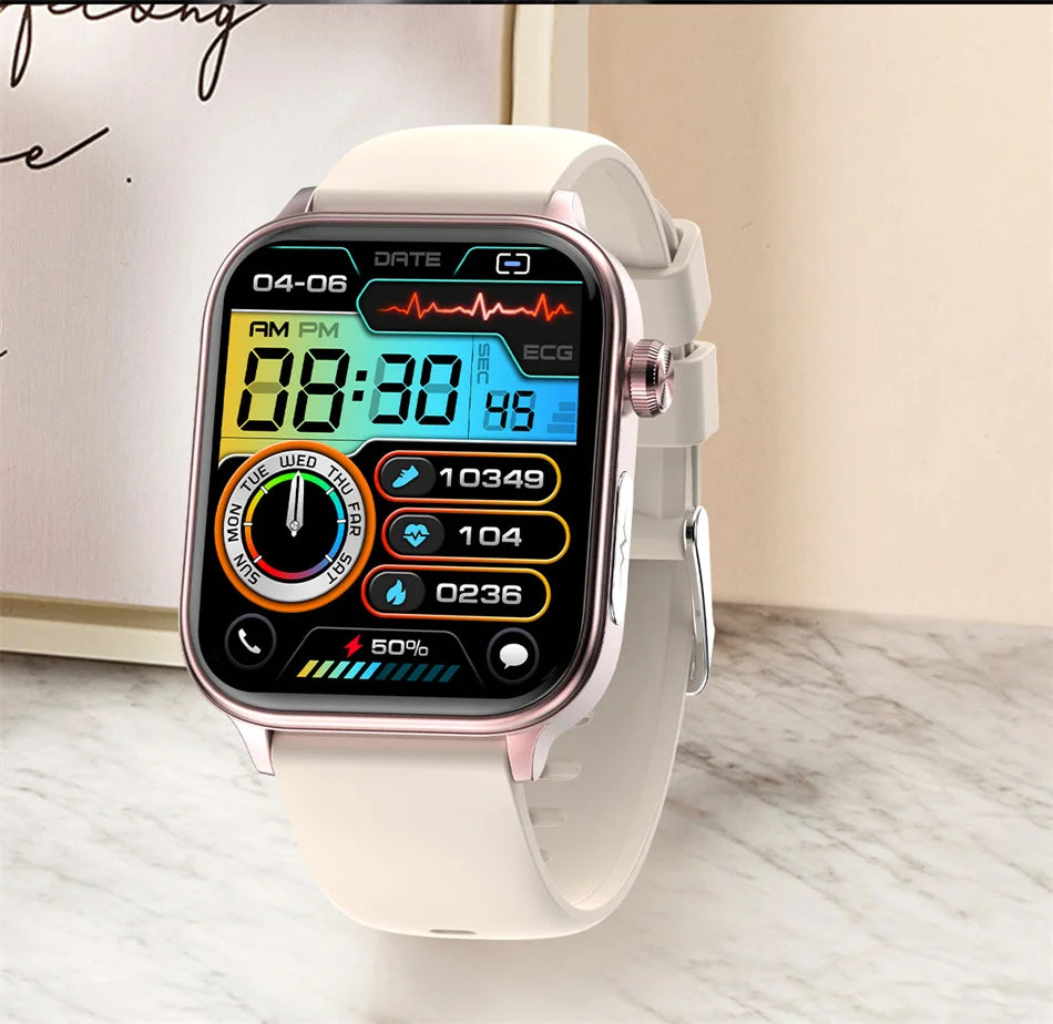 2026 New Al Science Diagnosis Blood Lipids Uric Acid Blood Oxygen Smart Watch Men ECG+PPG Voice Bluetooth Call Health Smartwatch