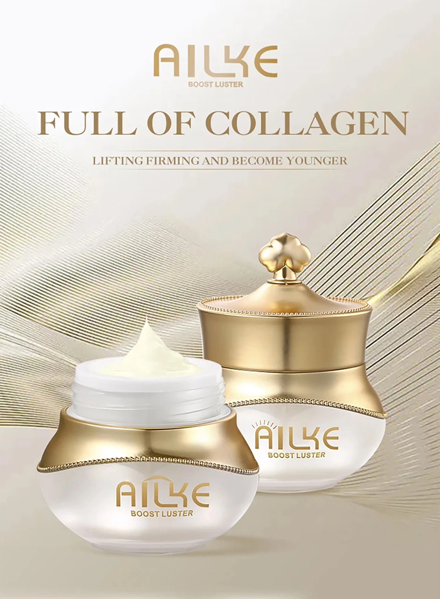 AILKE Whitening Anti-wrinkle Freckle Face Cream With Collagen Hyaluronic Acid Rose Skin Care Women Korean Facial Moisturizer Set