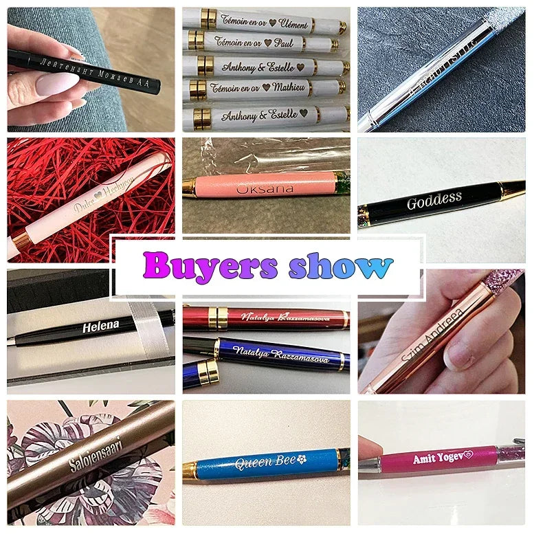 20-200 Pcs Custom Logo Metal Ballpoint Pen Text Engraving Touch Screen Advertising Pen Office School Private Customization Gift