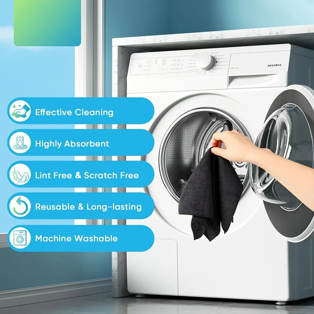 Heavy Duty Microfiber Cleaning Towels, 10 Pack, 25x25cm, Ultra Soft & Highly Absorbent, Dry & Wet Use, Streak-Free Cleaning