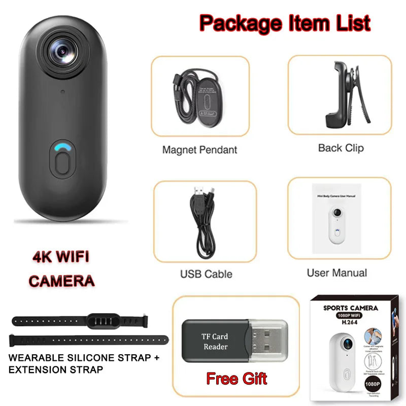 POV 4K Magnetic Body Cam — Wireless Vlogging Action Camera