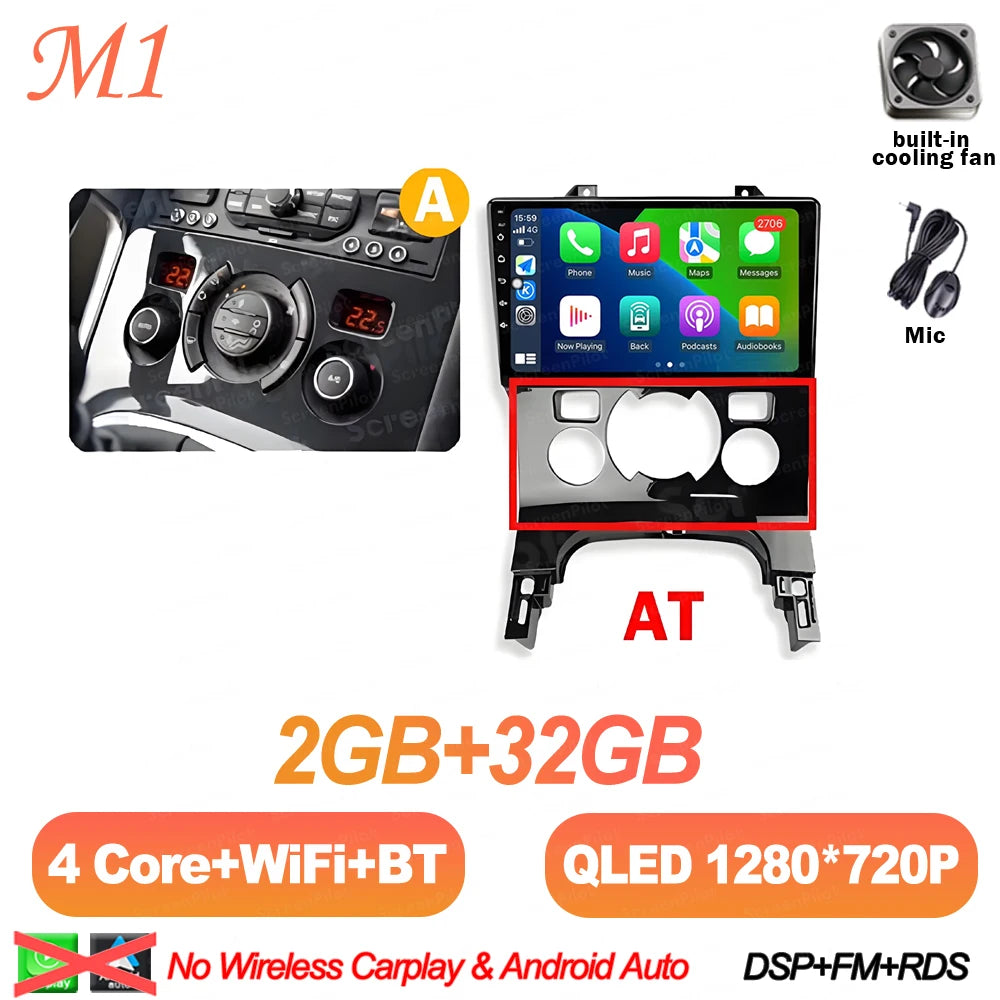 For Peugeot 3008 5008 AT MT 2009 2012-2016 Android 16 Car Radio Multimedia Video Player 2 Din Carplay Bluetooth 8 Core Wifi 4G