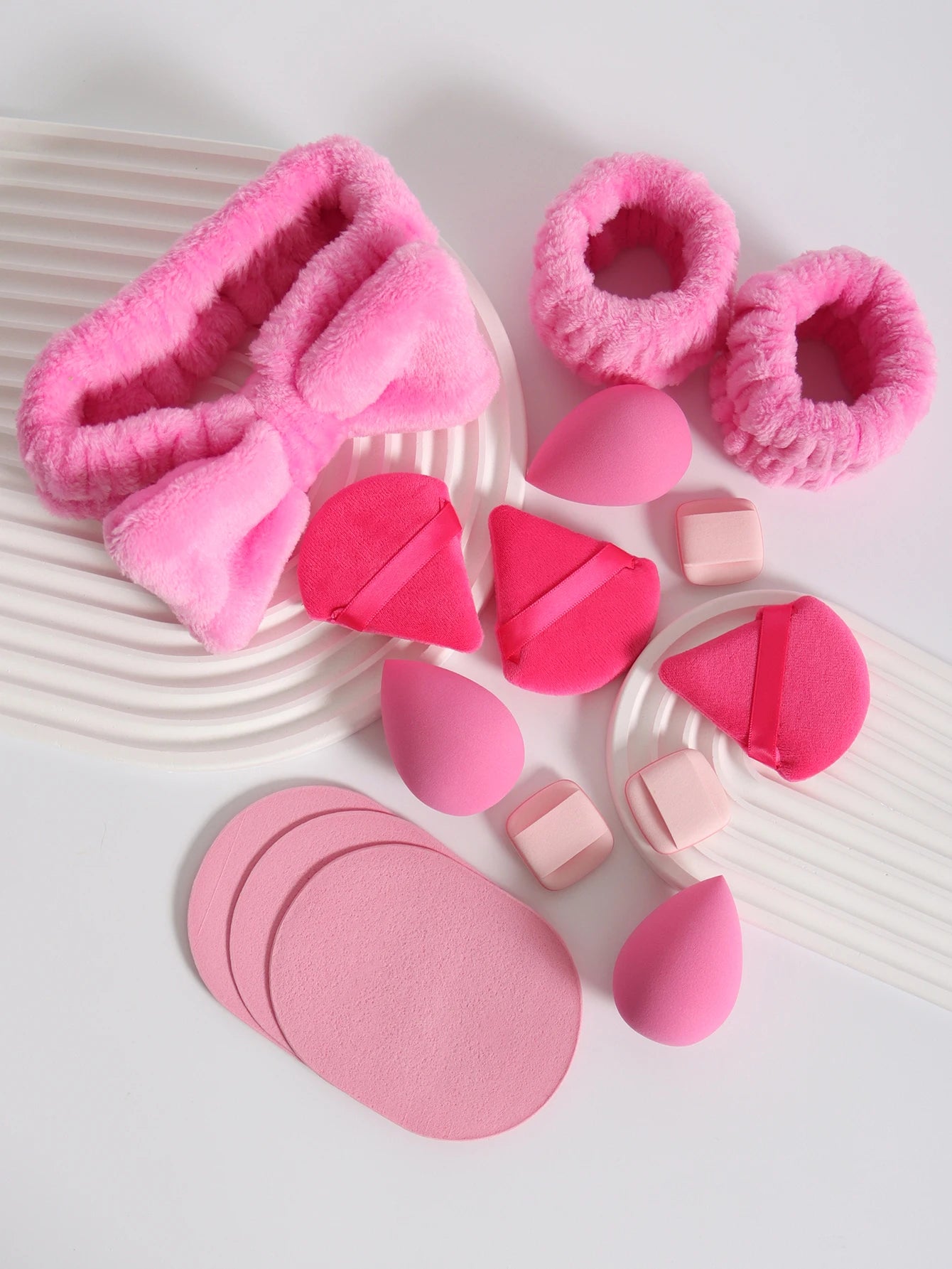 15Pcs Cosmetic Puff Makeup Sponge Blender Beauty Egg Foundation Sponges Puff Wash Face Headband Wristband Make up Accessories