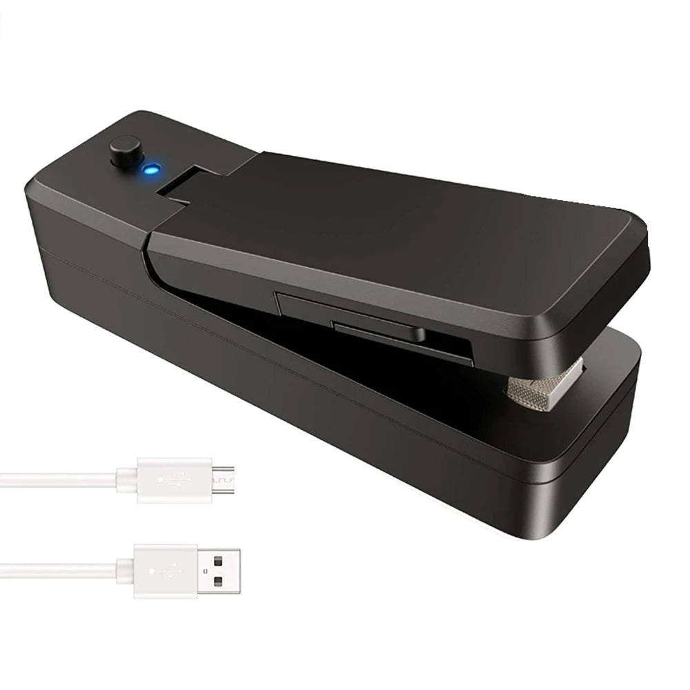 USB Mini Bag Sealer 2-in-1 Portable Heat Sealers Rechargeable Handheld Vacuum Heat Sealers &Cutter for Plastic Bag Storage Food
