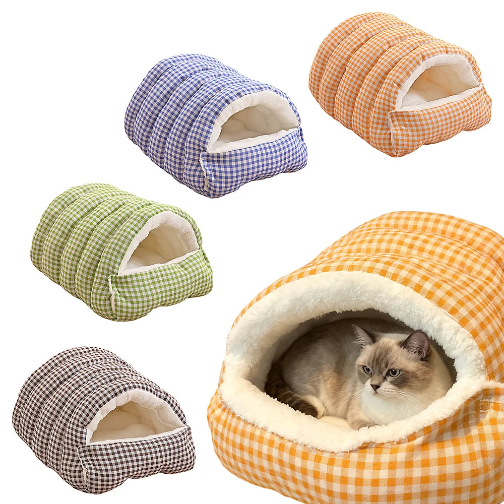 Detachable Enclosed Cat House - Washable Winter Pet Sleeping Bag Bed