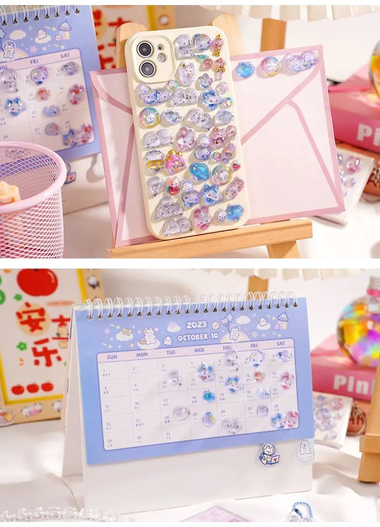 Original Cartoon Water Drop 3D Relief Stickers Cute Refrigerator Sticker Girl's Handbooks Decoration Creativity Reward Toy Gift