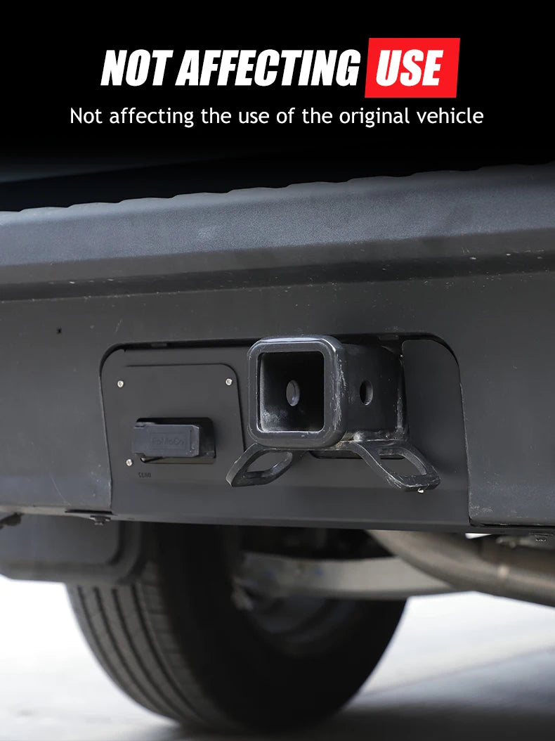 Rear Bumper Cover Plate Trailer Side Dust Cover Black Aluminum Alloy for Ford Maverick 2022 -2025 4/7-Pin Connector Hitch
