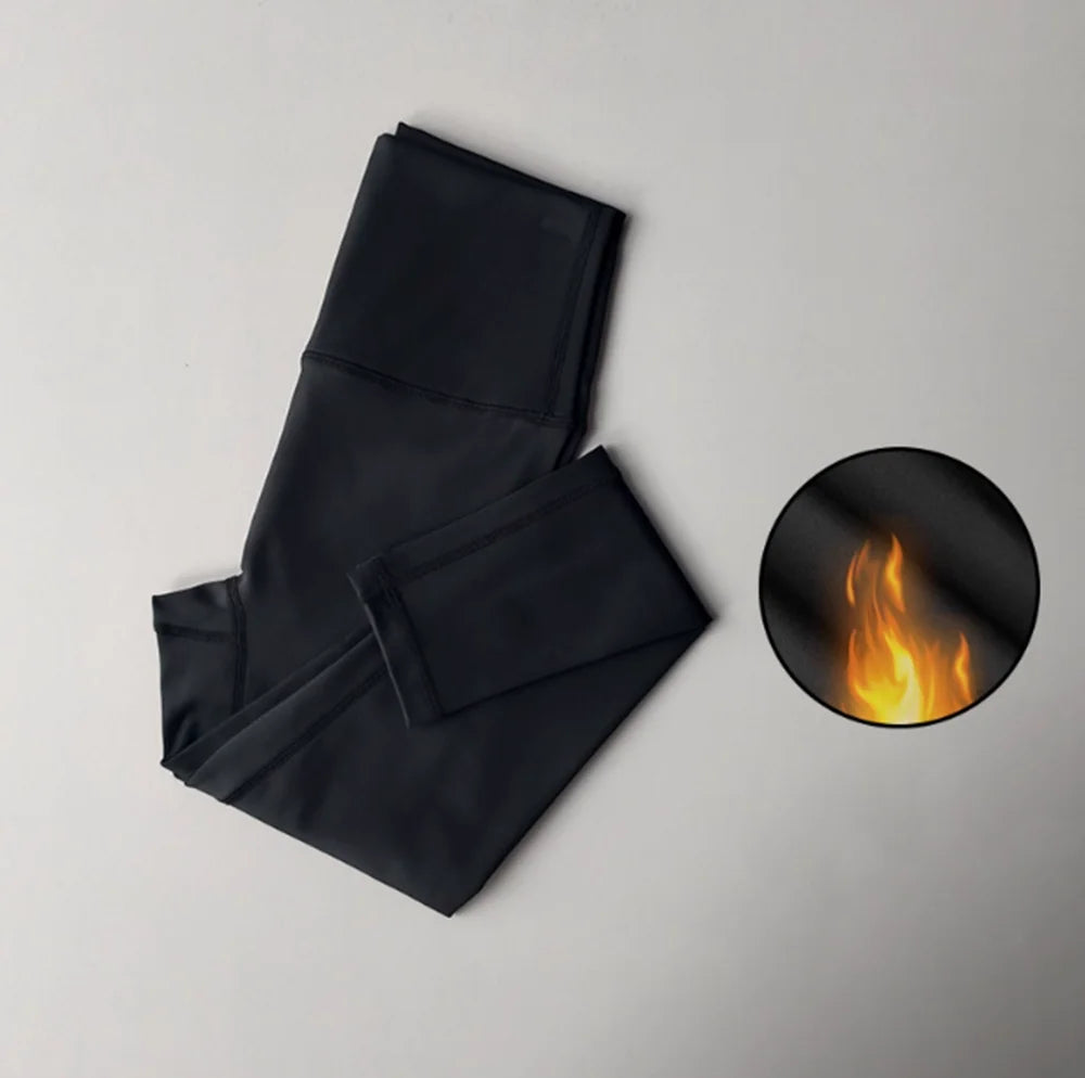 Women's Fleece Lined Workout Leggings - High Waisted Winter Yoga Pants - photo 7