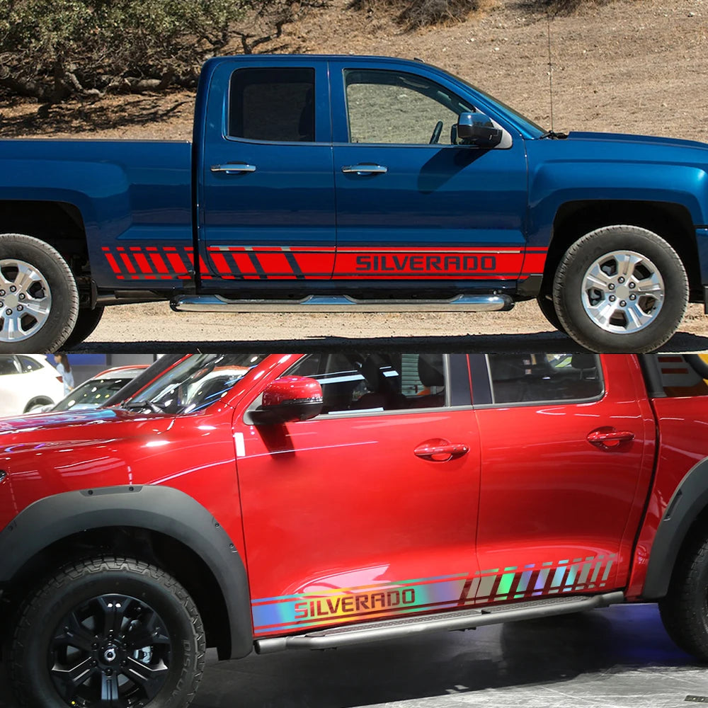 Pickup Door Side Stickers For Chevrolet Silverado 1500 LT LTZ WT Trail Boss RST Truck Stripes Decal Decor Cover Auto Accessories