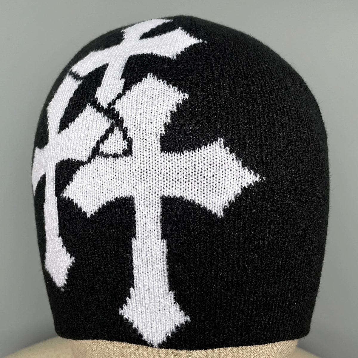 Cross Jacquard Knit Beanie, Hip Hop Hat