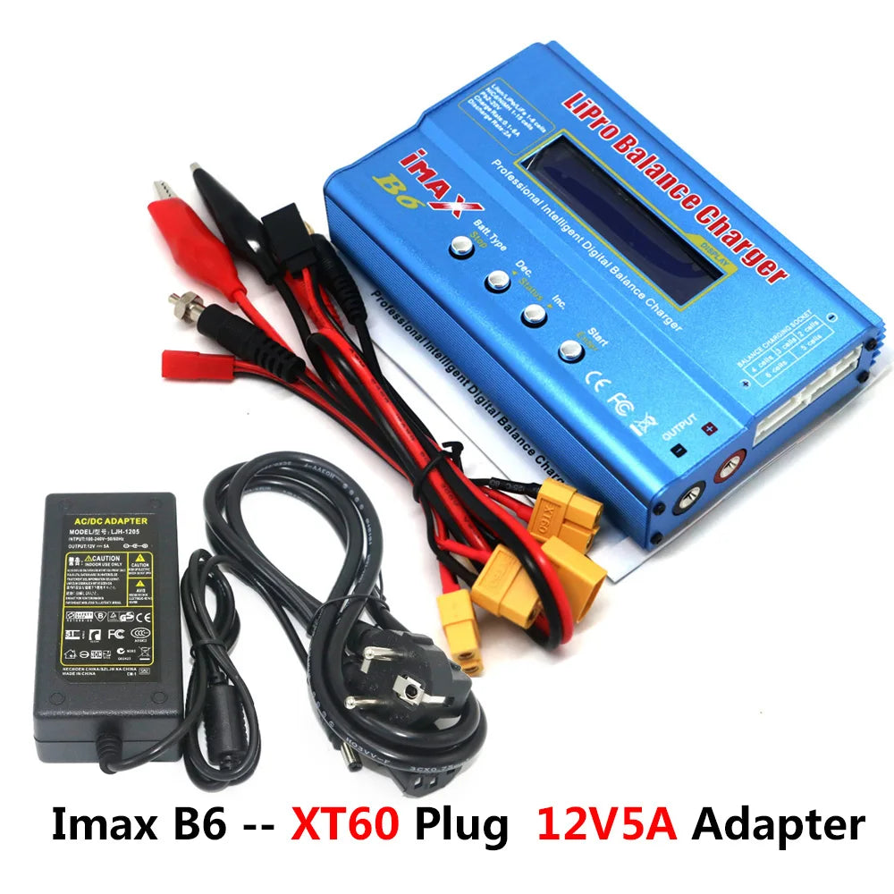 Digital Imax B6 80W Balance Charger T/Tamiya/XT60 Plug With 12V/5A DC Converter Adapter For RC Lipo NiMH NiCd Li-ion Battery