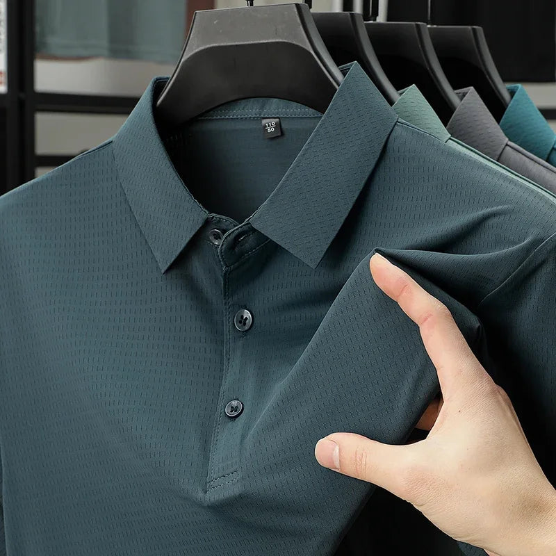Men's Perforated Polo Tee - Cool Fabric, Sweat-Wicking Lightweight