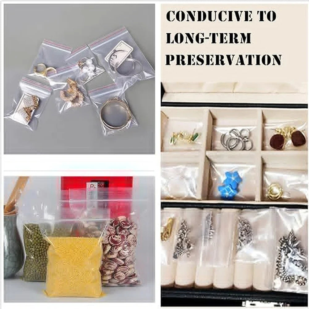 100-1000Pcs Small Zip Lock Plastic Bags Transparent Bag Reclosable Vacuum Storage Bag PE Clear Bag Ziplock Food Storage zip Bags