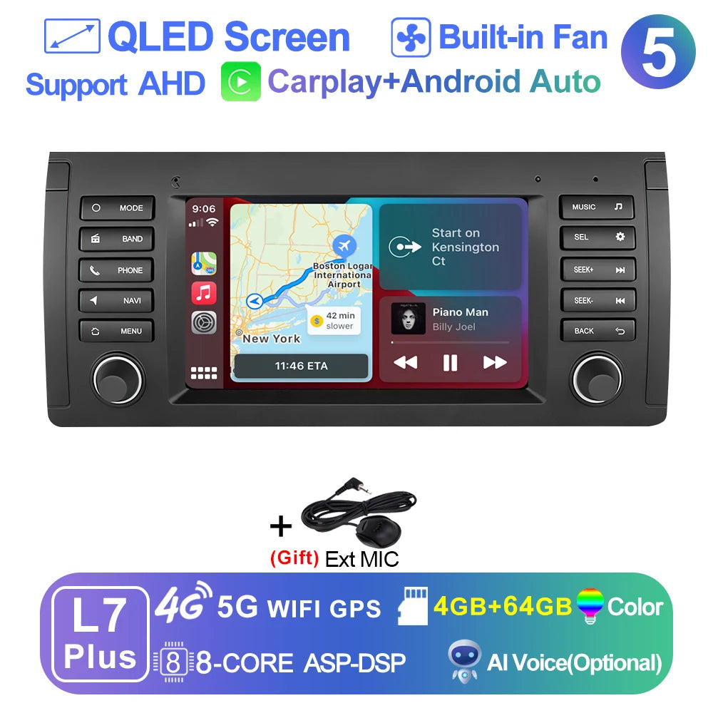 LEHX L6 2din Android14 Auto Carplay Car Radio Multimedia Stereo For BMW E53 5 Series E39 M5 1995-2003 Stereo autoradio gps 2 din