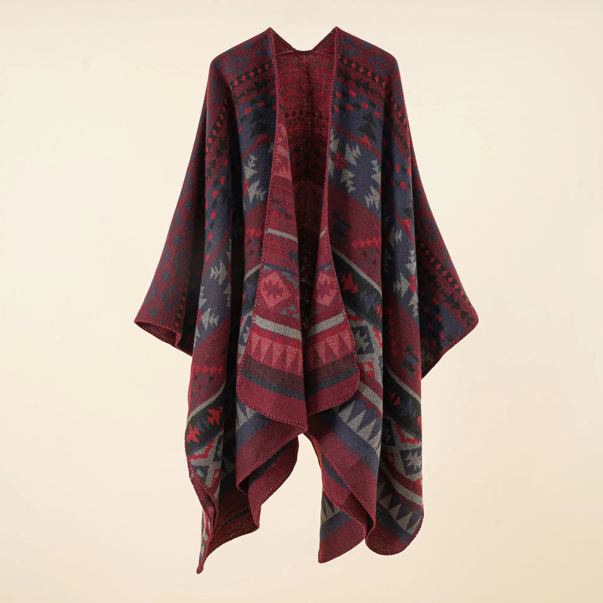Women's Cashmere-Feel Poncho Wrap - Thick Winter Blanket Scarf - photo 3