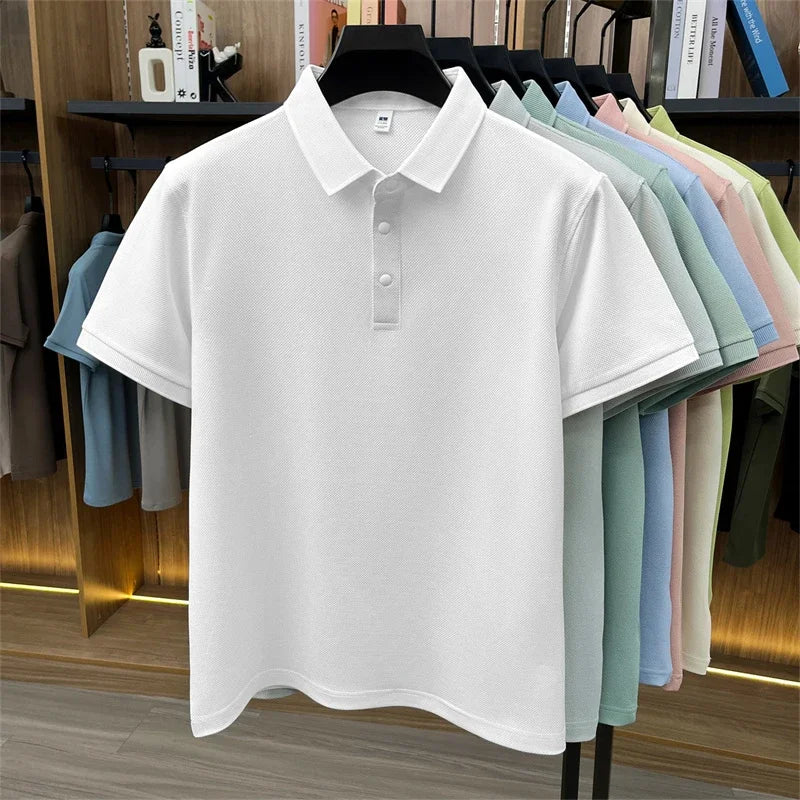 Men's All-Season Lapel Polo - Breathable, Comfortable Casual Top
