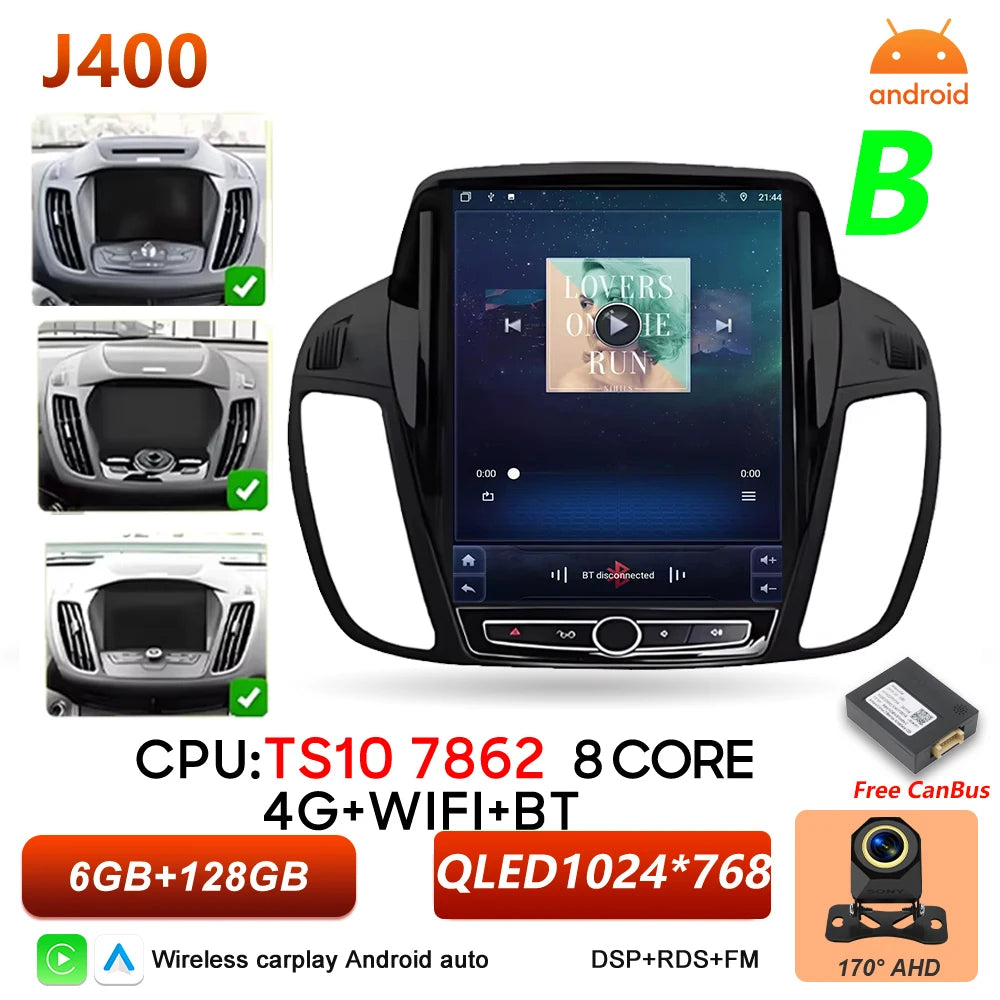 Car Stereo with Apple CarPlay & Android Auto, Compatible with Ford C-MAX, Kuga 2 & Escape 3