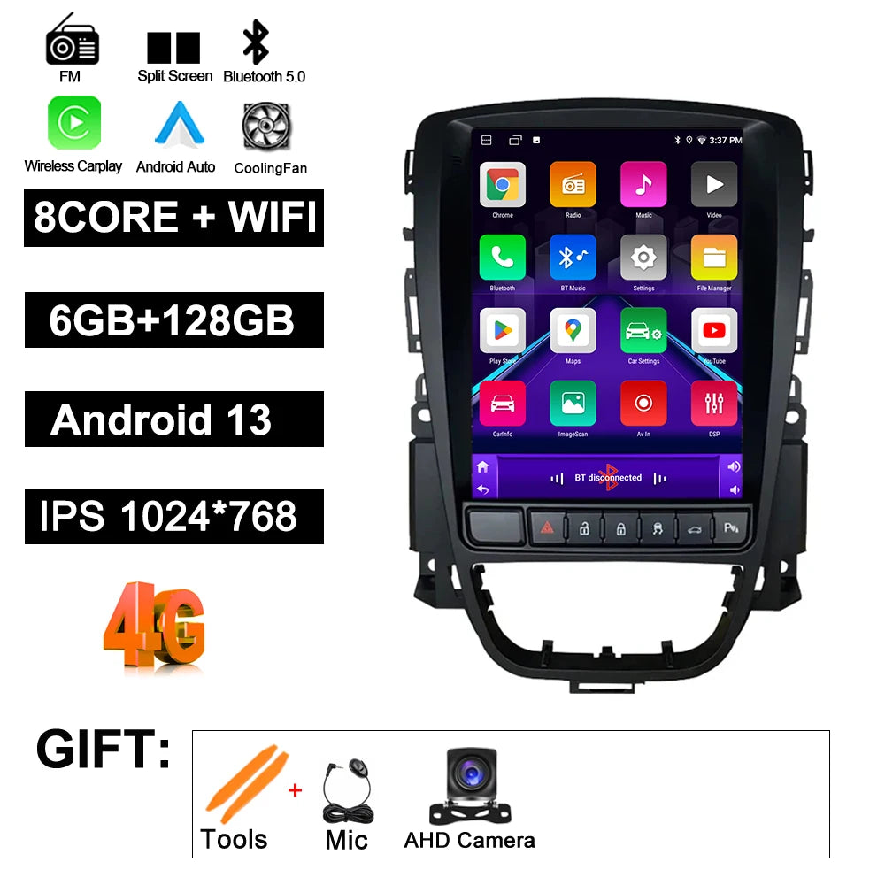 9.7" Car Stereo with Apple CarPlay & Android Auto, Compatible with Opel Astra J, Vauxhall & Buick Verano