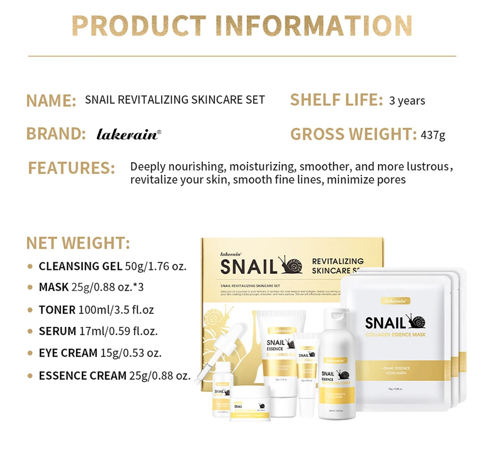 Snail Collagen Skin Care Set Deeply Nourishing Skin Long Lasting Hydrating Deep Cleaning Improve Elasticity Face Care Kits