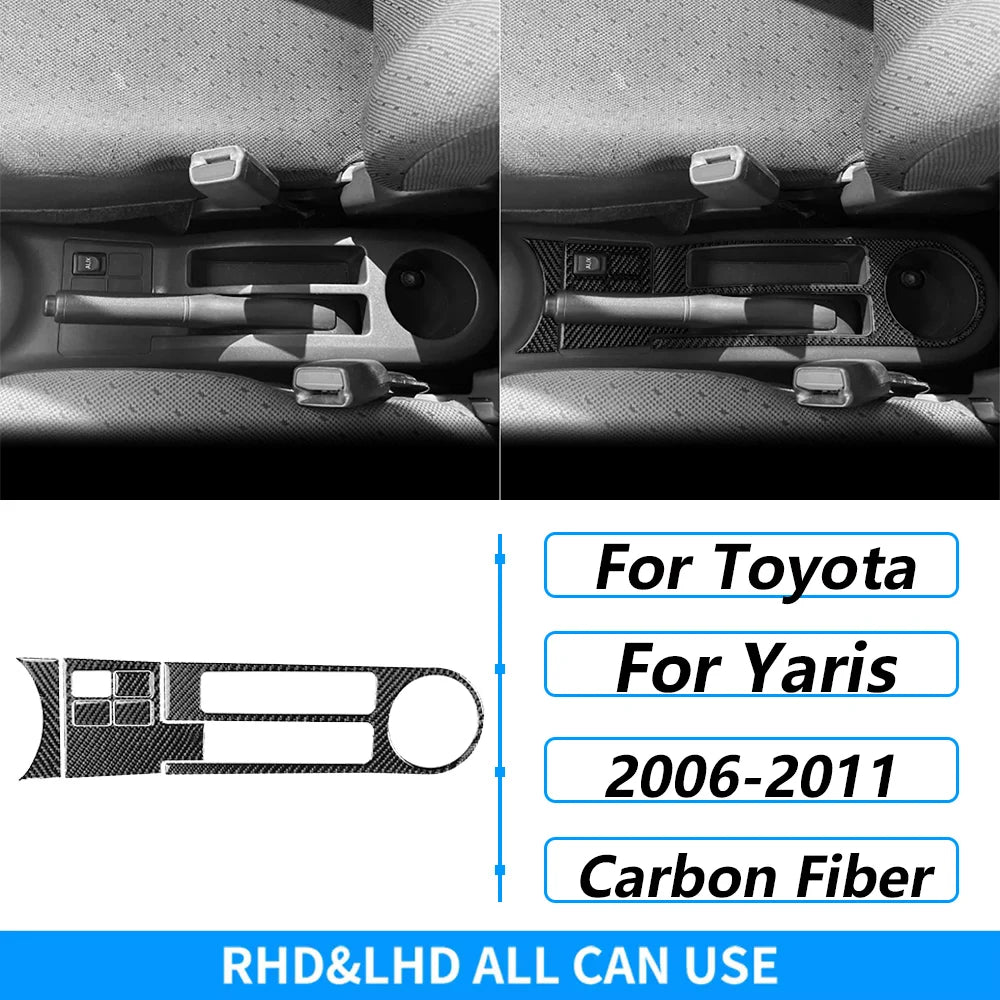 For Toyota Yaris 2006-2011 Carbon Fiber Central Control AC CD Air Outlet Gear Shift Panel Cover Trim Set Car Accessories Sticker