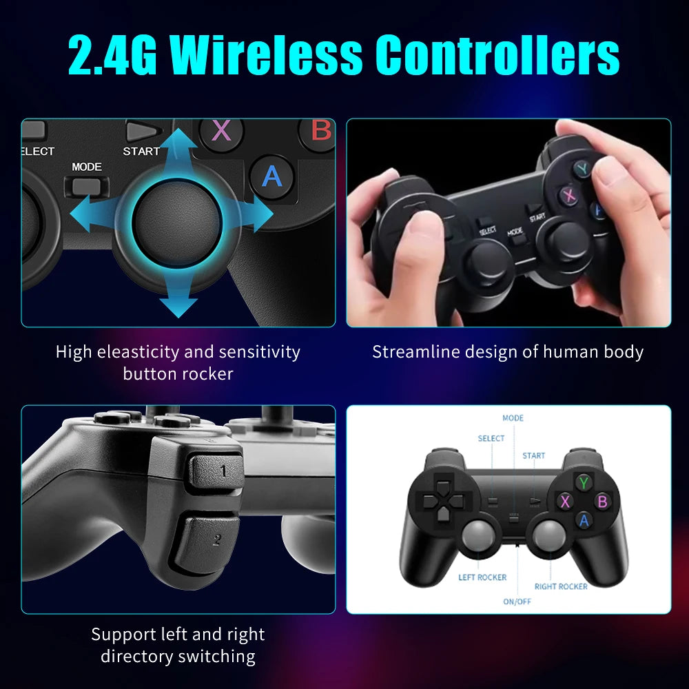 JMachen M8 Game Stick – 25,000+ Games, 4K HD, 64GB, 12 Emulators & 2.4G Wireless Controller | PS1/GBA/MAME