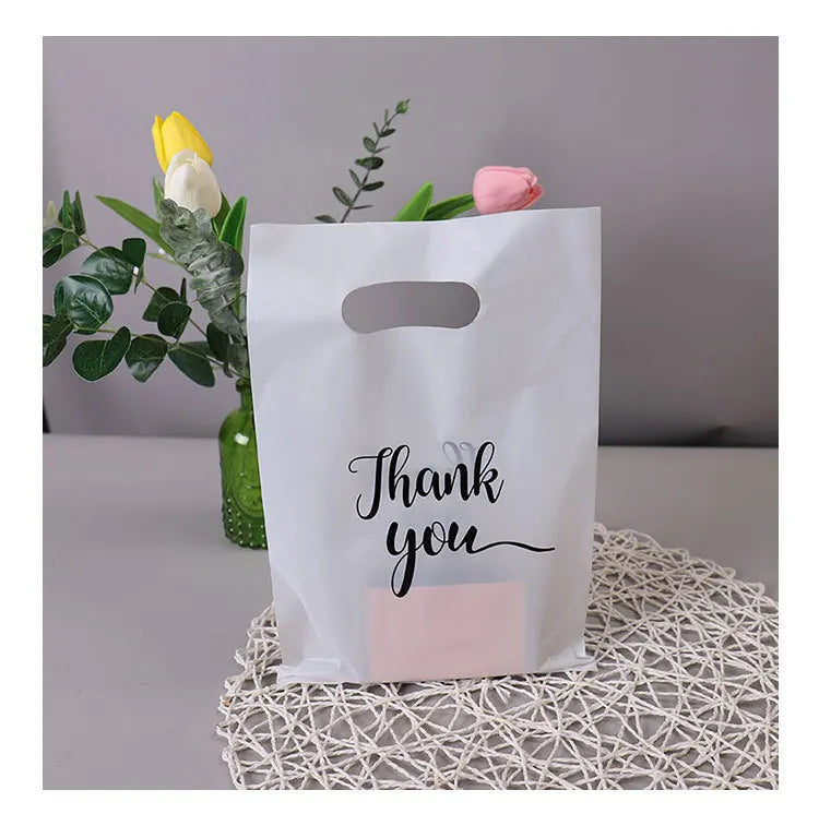 30/20/10pcs Gift Packaging Bags 6 Size Gratitude Handbags Thank you Plastic Shopping Tote Bags Wedding Birthday Bag Flat Pockets