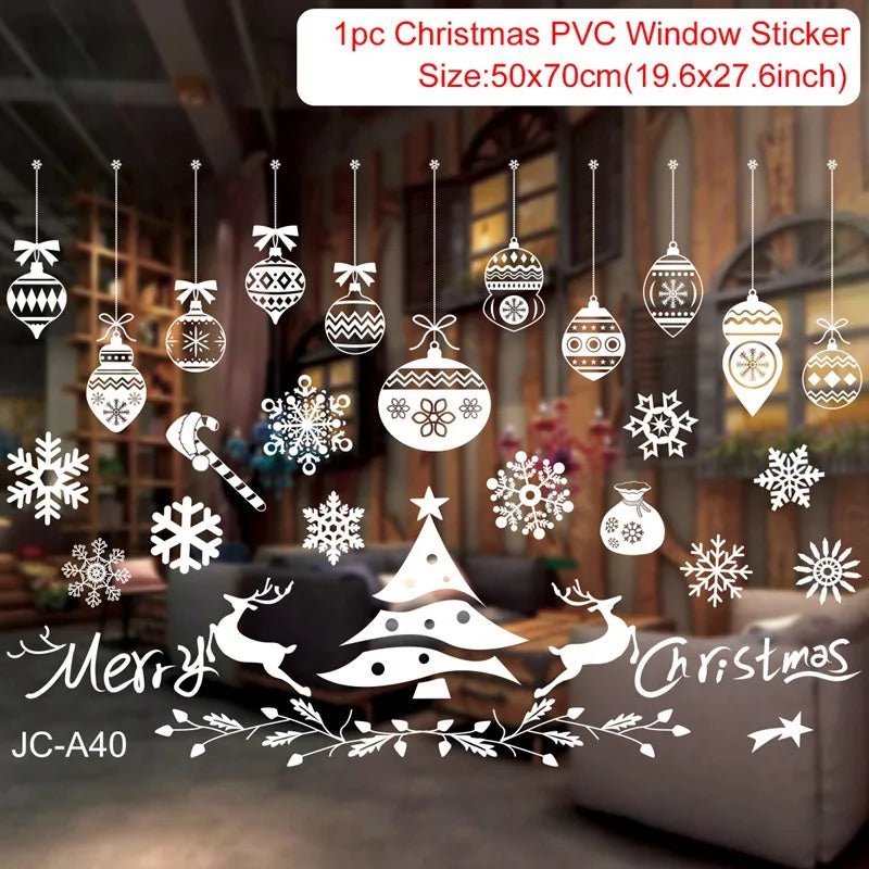 Christmas Wall Window Stickers Marry Christmas Decoration For Home 2026 Christmas Ornaments Xmas Navidad Gift New Year 2026