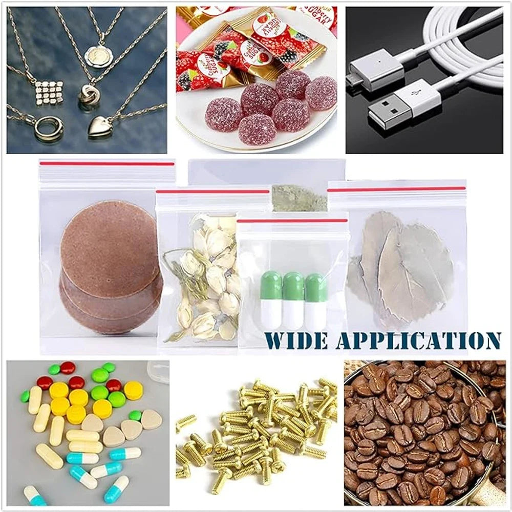 100-1000Pcs Small Zip Lock Plastic Bags Transparent Bag Reclosable Vacuum Storage Bag PE Clear Bag Ziplock Food Storage zip Bags