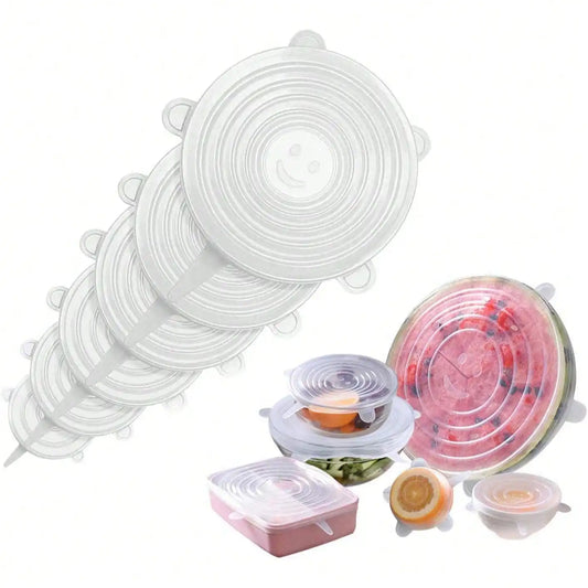6pcs Flexible Sealing Silicone Bowl Covers,Elastic Reusable Food Storage Covers,use Dishwasher,Kitchen Organization Accessories