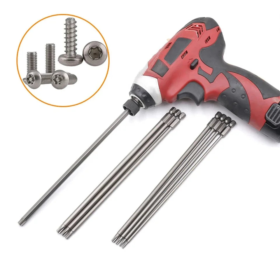8PCS Torx Screwdriver Bit Set 1/4 Inch Hex Shank Magnetic Star Bits T8-T40 for Drill Wrench 150mm 200mm