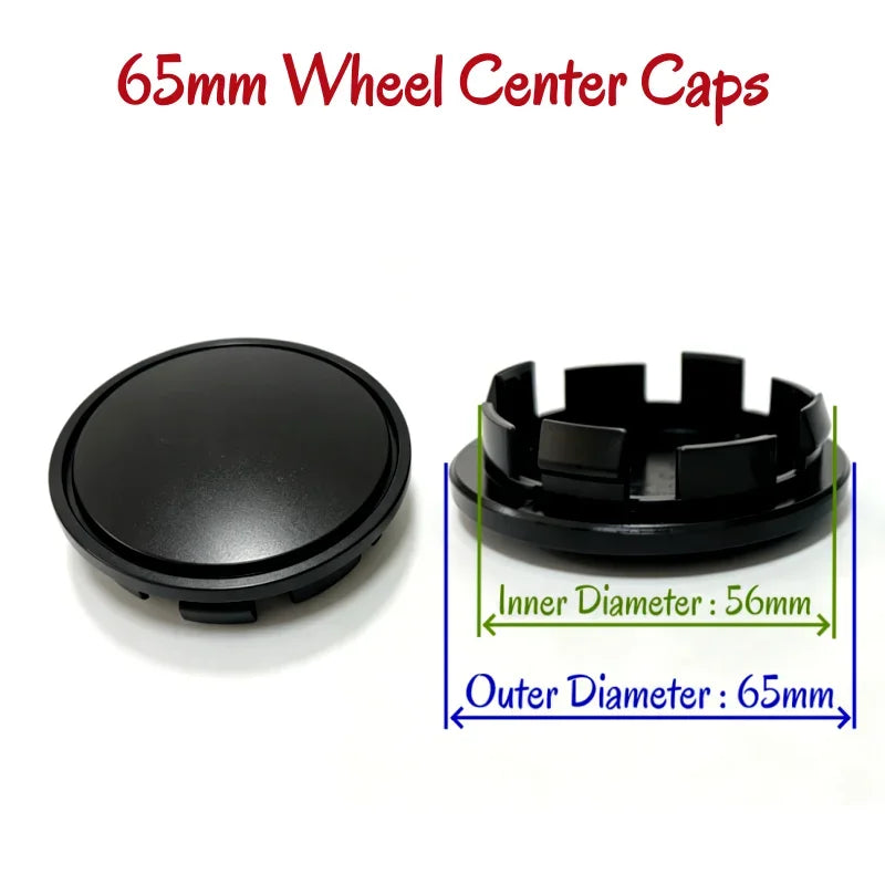 New 4pcs/Set No Logo 48mm 50mm 56mm 60mm 65mm 68mm Rim Blank Base Black Silver Tire Hub Caps External Refit Car Styling Accessor