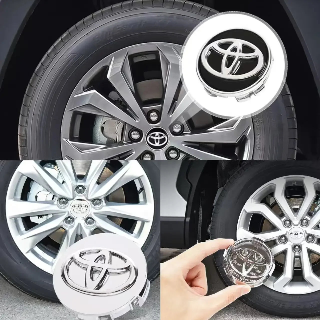 4Pcs 57/62mm Car Wheel Center Hub Caps For Toyota Rav4 Aygo Yaris Corolla Camry Car Tire Center Decoration Stickers Accessories