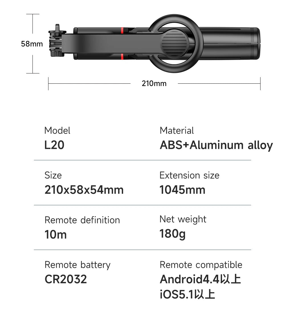KEELEAD Magnetic Selfie Stick with Bluetooth Remote Magsafe Cellphone Tripod Stand for iPhone 14 13 12 Pro Max Vertical Shooting