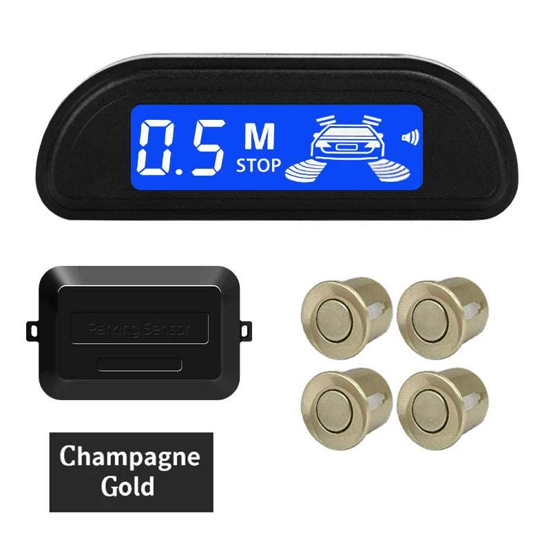 Hippcron Car Parking Sensor Kit With Auto Parktronic Reverse LED Monitor 22mm 4 Sensors Radar Detector System Backlight Display