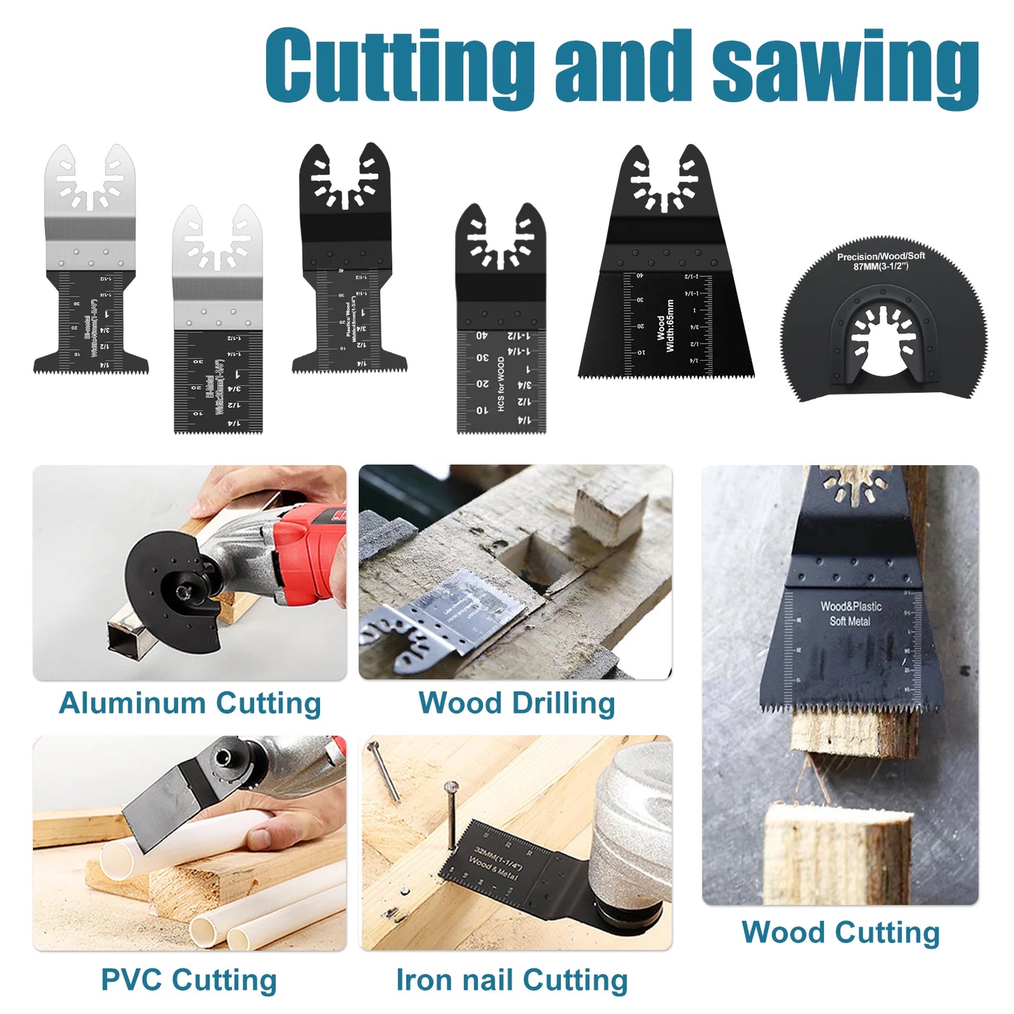 Oscillating Tool Blade Set 10-63PCS – Multi Tool Blades Kit for Wood, Metal, Plastic, Sanding & Scraping