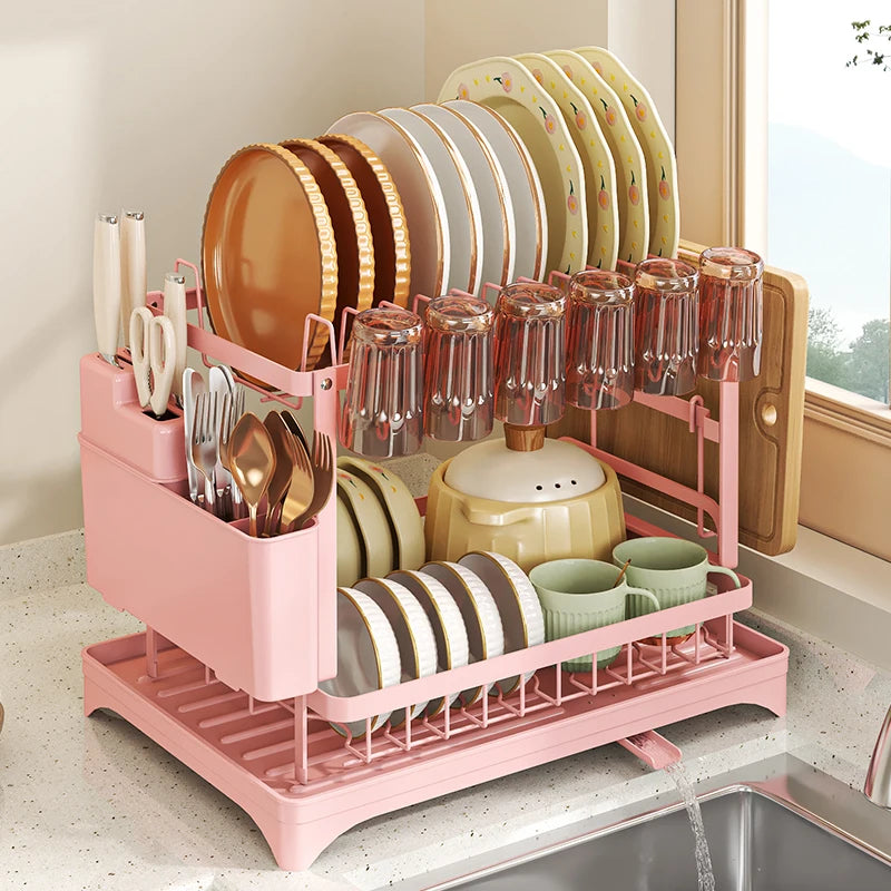 2-Tier Dish Drying Rack with Drainboard - Large Counter Organizer - photo 9