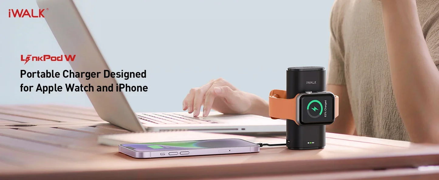 iWALK 9000mAh Magnetic Power Bank — Fast Wireless Charging with Built-in Cable