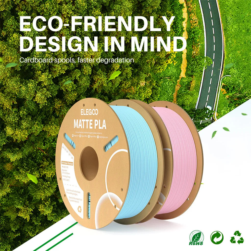 ELEGOO Matte PLA Filament 1KG,1.75mm FDM 3D Printer Filament Dimensional Accuracy +/- 0.02mm, 1kg Carboard Spool (2.2lbs)