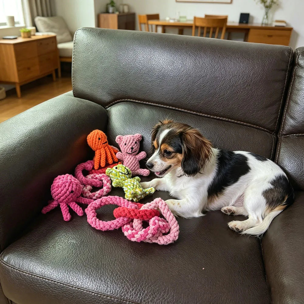 Teddy Bear & Octopus Puppy Rope Toy - Knotted Tug Chew