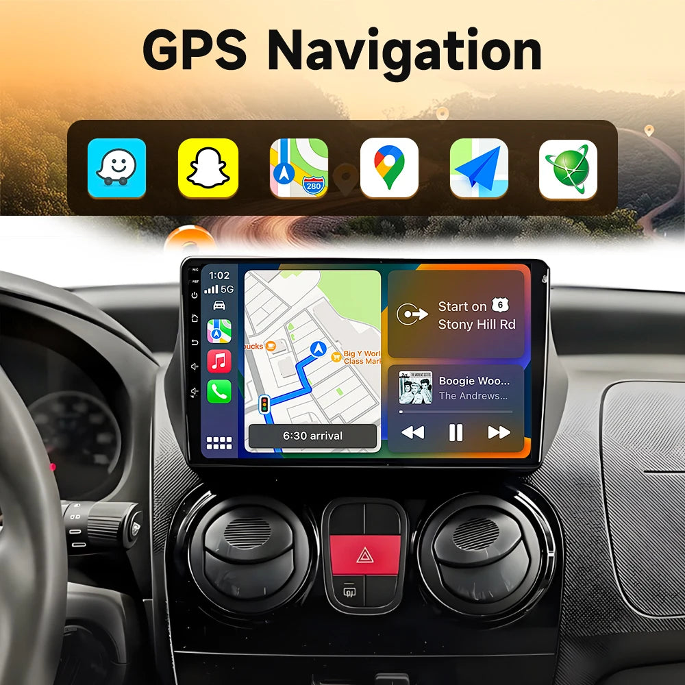 Car Stereo with Apple CarPlay & Android Auto, Compatible with Fiat Fiorino & Qubo, Citroen Nemo & Peugeot Bipper