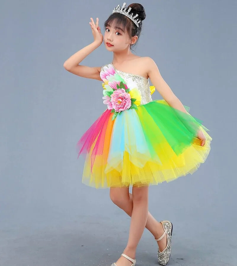 Girls multicolor modern dance dress