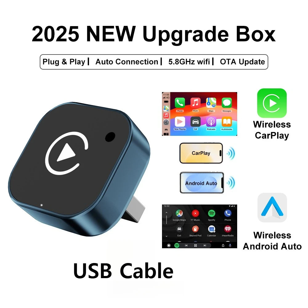 FLIXIVI NEW Wireless CarPlay Adapter 2-in-1 Wired to Wireless Dongle for Apple & Android Plug and Play Universal Car Accessory