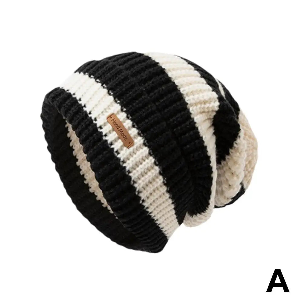 Women's Striped Baggy Beanie - Retro Knit Ear Covering Hat - photo 8