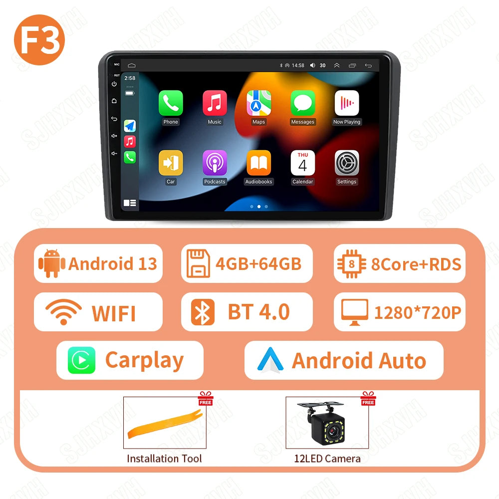 Car Stereo with Apple CarPlay & Android Auto, Compatible with Audi A3 8P
