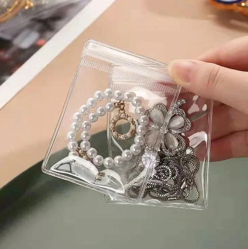 Wholesale PVC Self Sealed Bags for Jewelry Earrings Necklace Rings Storage Package Bag Organizer Dust-proof Anti-oxidation Pouch