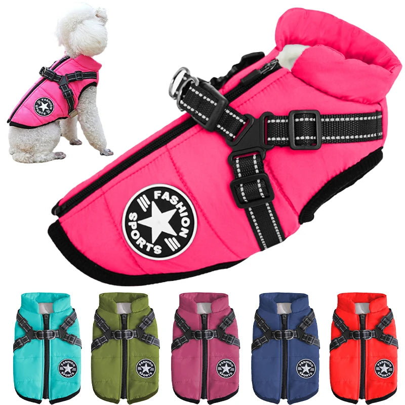 Dog Jacket Vest with Built-In Harness - Warm Winter Coat for Small Dogs