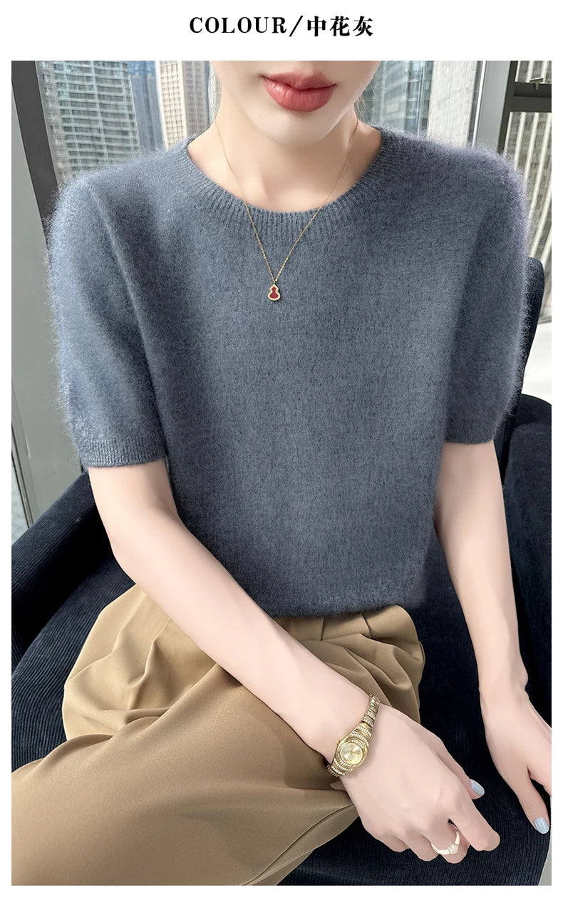 Women's Short Sleeve Knit Sweater Top